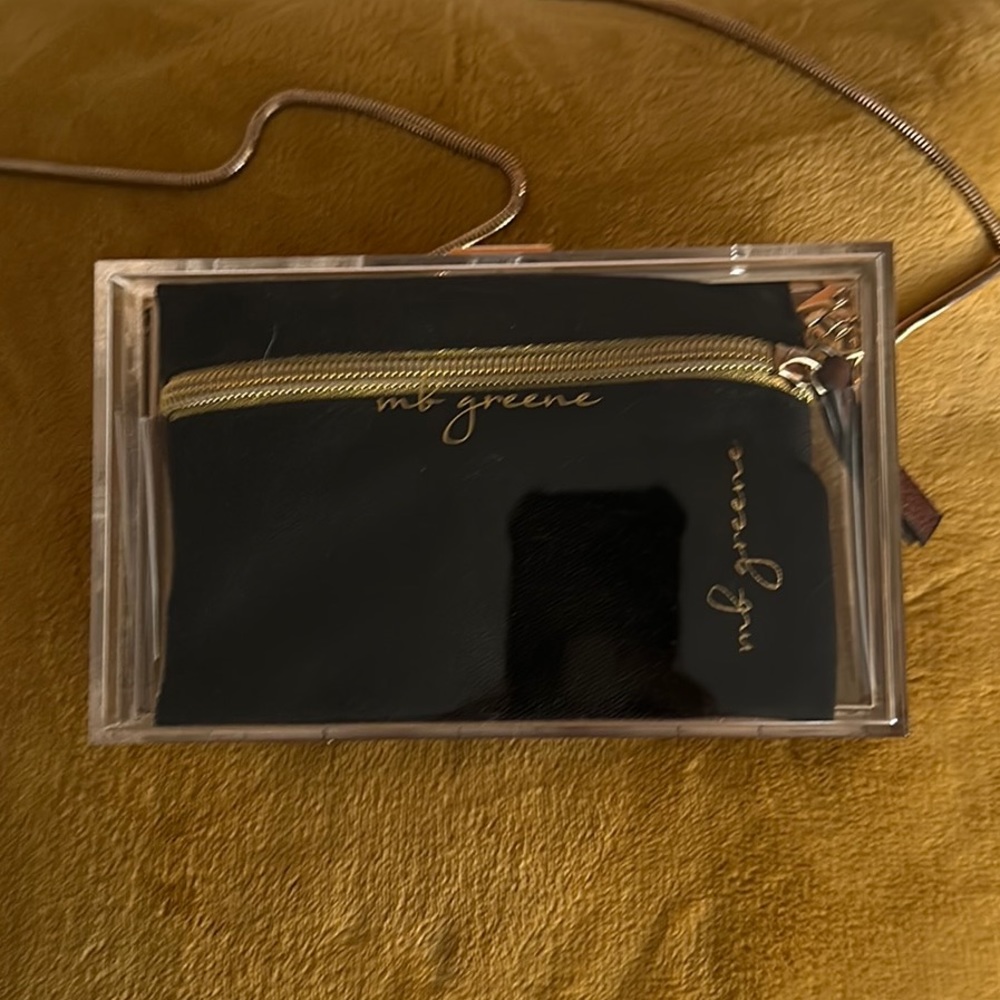 MB Greene Be Clear Acrylic box Chain Purse/private black money bag Crossbody